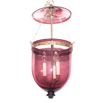 Lot 343 - Regency Style Amethyst Glass Bell Lantern...