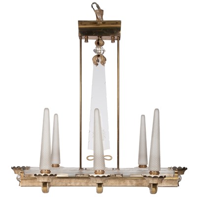 Lot 499 - French Mid Century Modern Brass and Glass...