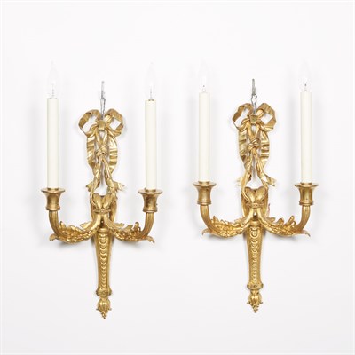 Lot 251 - Pair of Louis XVI Style Gilt-Bronze Two-Light...