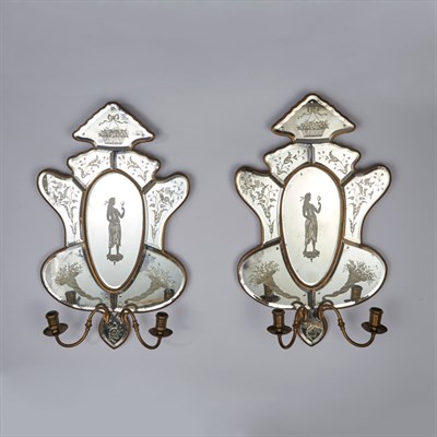 Lot 229 - Pair of Italian Neoclassical Style Etched...