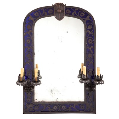 Lot 292 - Pair of Gothic Style Patinated Metal and Glass...