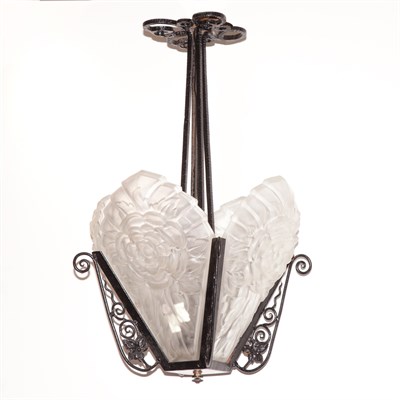 Lot 501 - Art Deco Painted Wrought Iron Four-Light...