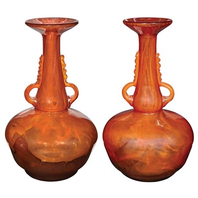 Lot 605 - Pair of Schneider Art Deco Glass Urns Circa...