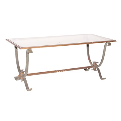 Lot 498 - Glass Top Wrought Iron Low Table Height 18...