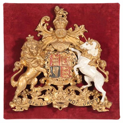 Lot 351 - British Painted and Parcel Gilt Royal Coat of...