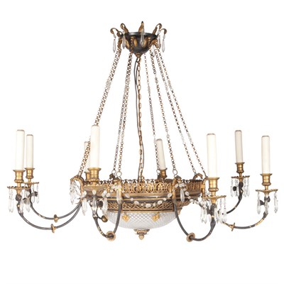 Lot 490 - Louis XVI Style Gilt, Enameled Metal and Glass...
