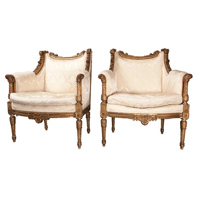 Lot 472 - Louis XVI Style Giltwood Salon Suite...