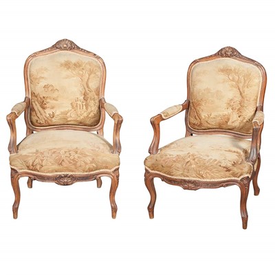 Lot 667 - Pair of Louis XV Style Carved and Stained...