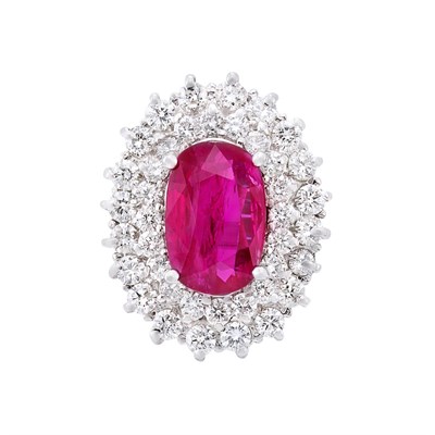Lot 3224 - White Gold, Ruby and Diamond Ring