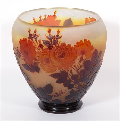 Lot 263A - Gallé Art Nouveau Acid Etched Cameo Glass Red...