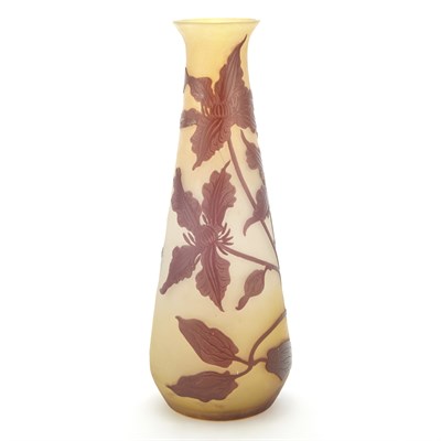 Lot 236 - Gallé Acid Etched Tricolor Cameo Glass Vase...