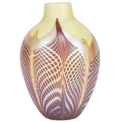 Lot 252 - American Art Glass Vase Attributed to Quezal,...