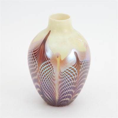 Lot 252 - American Art Glass Vase Attributed to Quezal,...