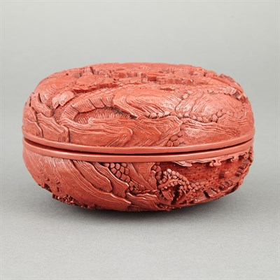 Lot 254 - Chinese Red Lacquer Covered Box 19th Century...