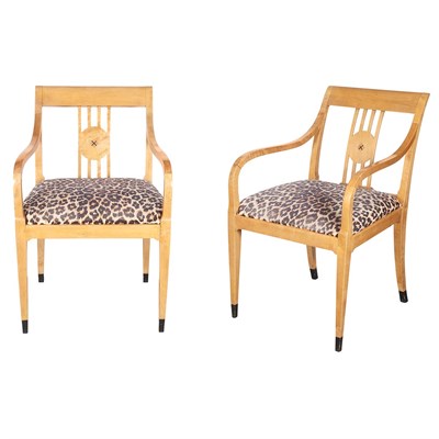 Lot 197 - Pair of Biedermeier Style Maple and Black...