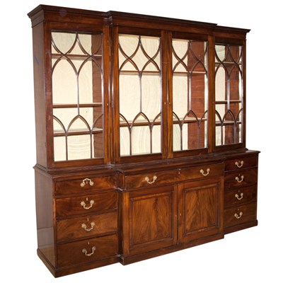 Lot 381 - George III Mahogany Breakfront Bookcase...