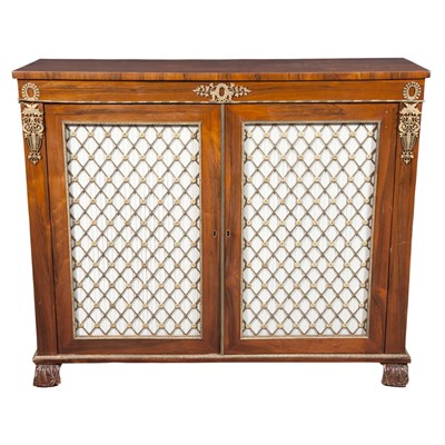 Lot 404 - Regency Brass Mounted Rosewood Cabinet The...