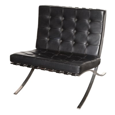 Lot 173 - Black Leather and Chrome Barcelona Chair After...