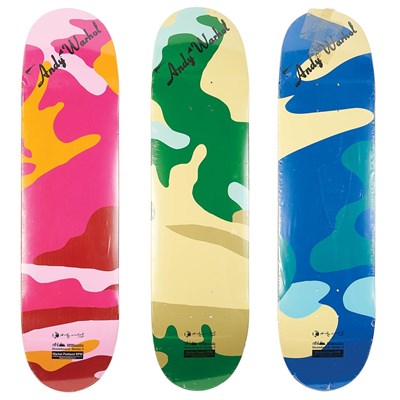 Lot 164 - After Andy Warhol Camouflage Skate Decks,...
