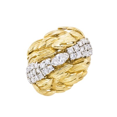 Lot 401 - Gold, Platinum and Diamond Dome Ring, David Webb