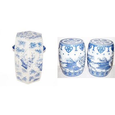 Lot 206 - Two Chinese Blue and White Porcelain Garden...