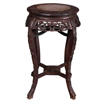 Lot 534 - Chinese Carved and Dark Stained Hardwood Side...