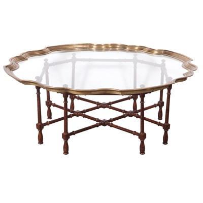 Lot 219 - Baker Faux Bamboo Coffee Table with Glass and...