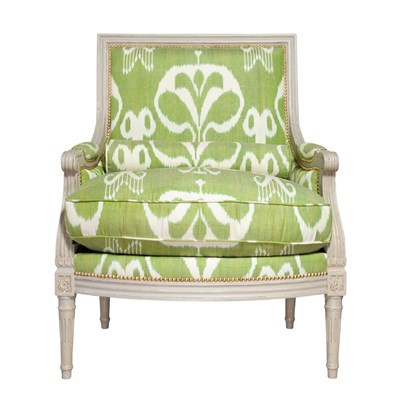 Lot 252 - Pair of Louis XV Style Ikat Style Upholstered...