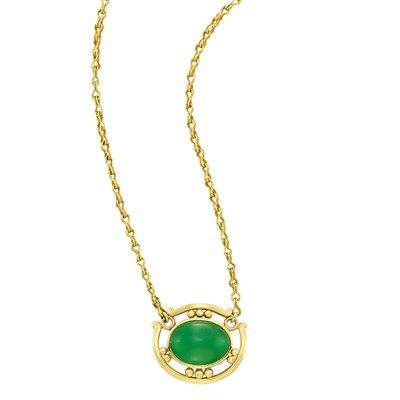 Lot 15 - Gold and Jade Pendant-Necklace