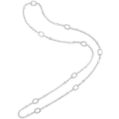 Lot 282 - Long White Gold and Diamond Necklace