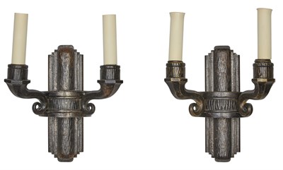Lot 336 - Pair of Art Deco Style Sconces Iron Height 8...