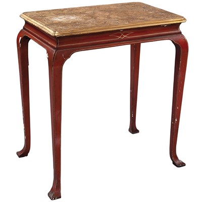 Lot 174 - Queen Anne Style Red Painted and Gilt Gesso...