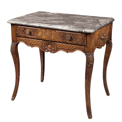 Lot 297 - Regence Marble Top Walnut Center Table The...