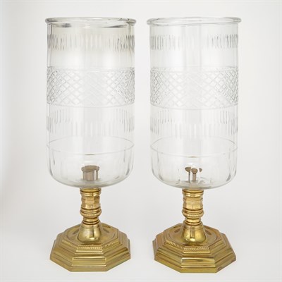 Lot 282 - Pair of Louis XIV Style Brass and Cut Glass...
