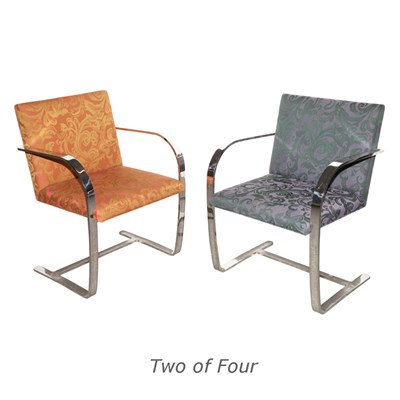 Lot 77 - Set of Four BRNO Chromed Metal and Upholstered...