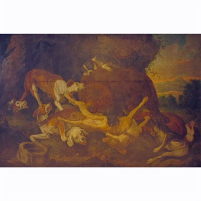 Lot 44 - Follower of Paul de Vos A Bear Hunt Oil on...