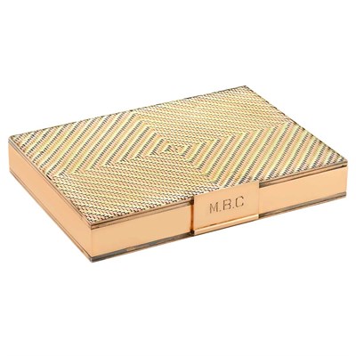 Lot 221 - Two-Color Gold Vanity with Fitted Black Moire Silk Case, Cartier