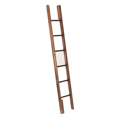 Lot 243 - Leather Folding Library Ladder Height 7 feet 7...