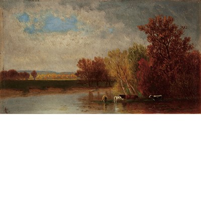 Lot 77 - Clinton Loveridge American, 1839-1915 Cows in...