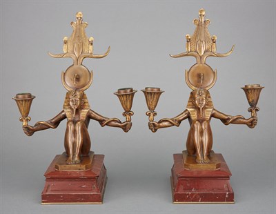 Lot 503 - Pair of French Egyptian Revival Gilt-Bronze...