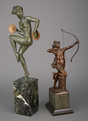 Lot 358 - French Art Deco Green, Gilt and...