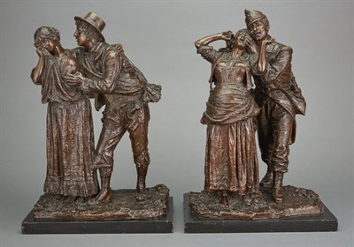Lot 357 - Two Italian Bronze Figural Groups of Courting...