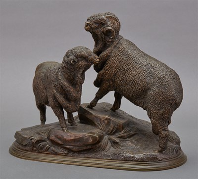 Lot 326 - French Bronze Animalier Group of a Ram and a...