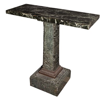 Lot 373 - Patinated Metal Mounted Green Marble Console...