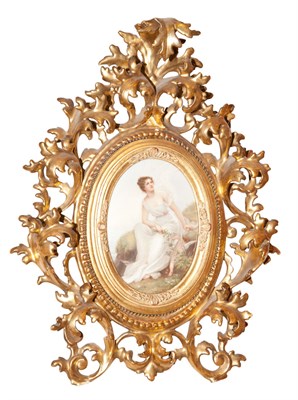 Lot 327 - Framed German Porcelain Oval Plaque of a...