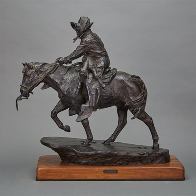 Lot 513 - American Western Themed Bronze Equestrian...
