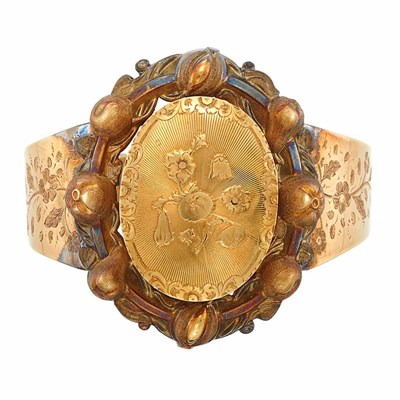 Lot 1049 - Gold Locket Bangle Bracelet