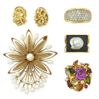 Lot 1468 - Group of Gold, Low Karat Gold and Metal Jewelry