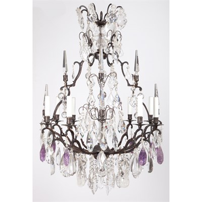 Lot 488 - Louis XV Style Patinated-Metal, Amethyst...