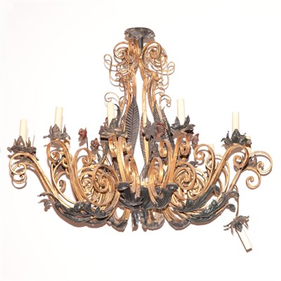 Lot 489 - Rococo Style Painted Twelve-Light Chandelier...